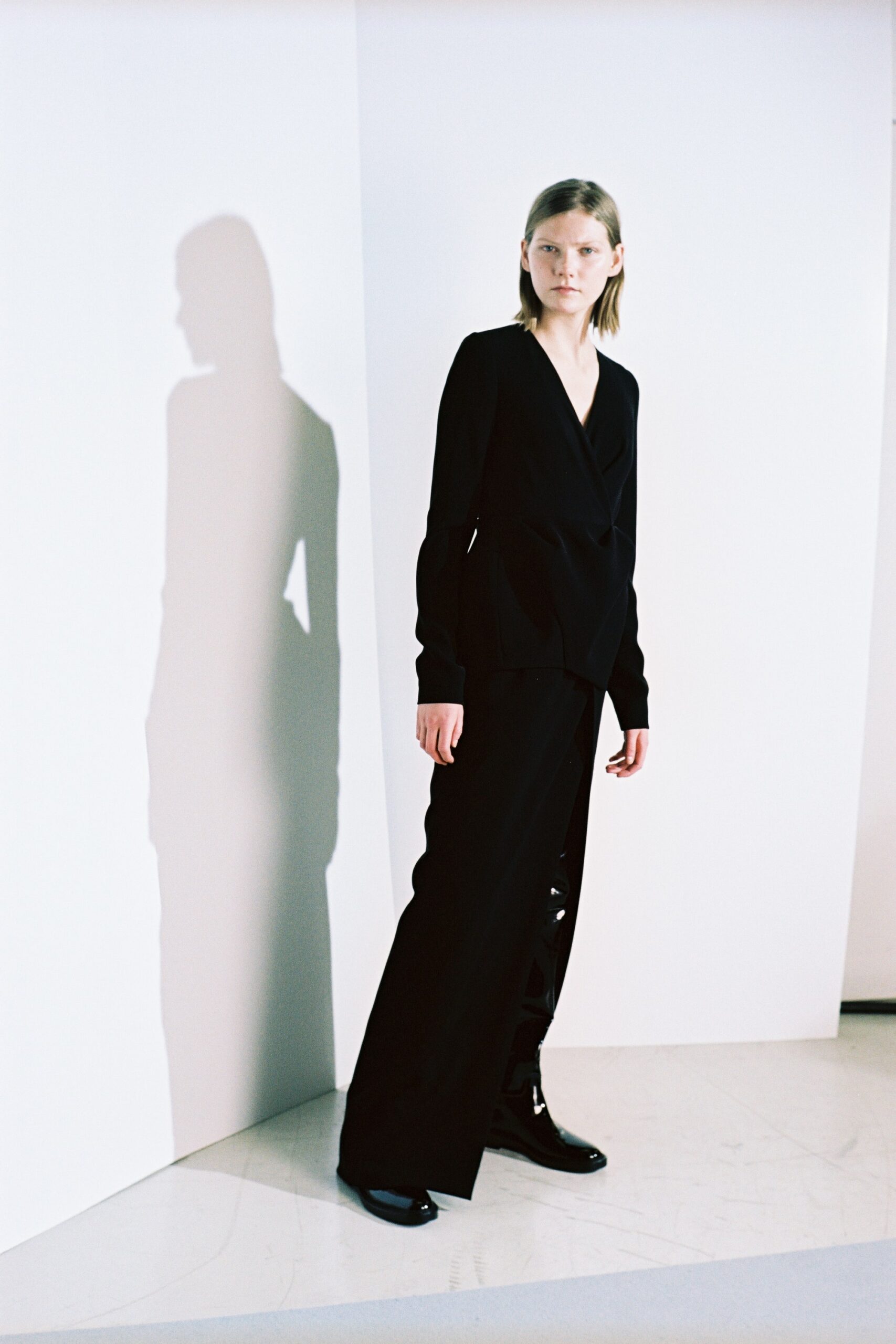 black fitted blazer and pants