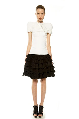 black cotton fitted tiered mini skirt