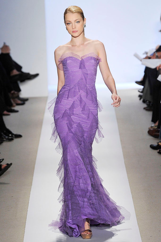 fitted purple silk gown