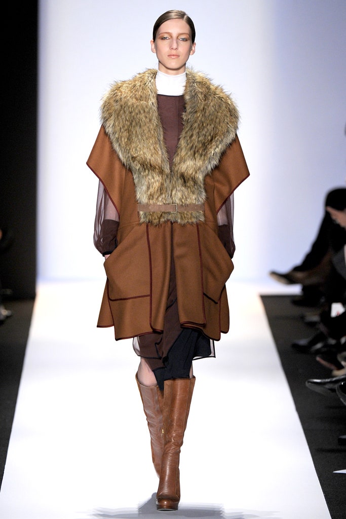 brown faux-fur relaxed layered cape
