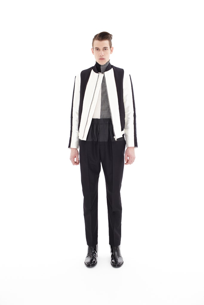 black and white fitted jacket