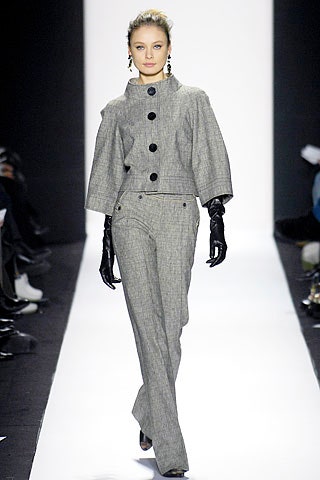 gray wool structured jacket and tailored pants