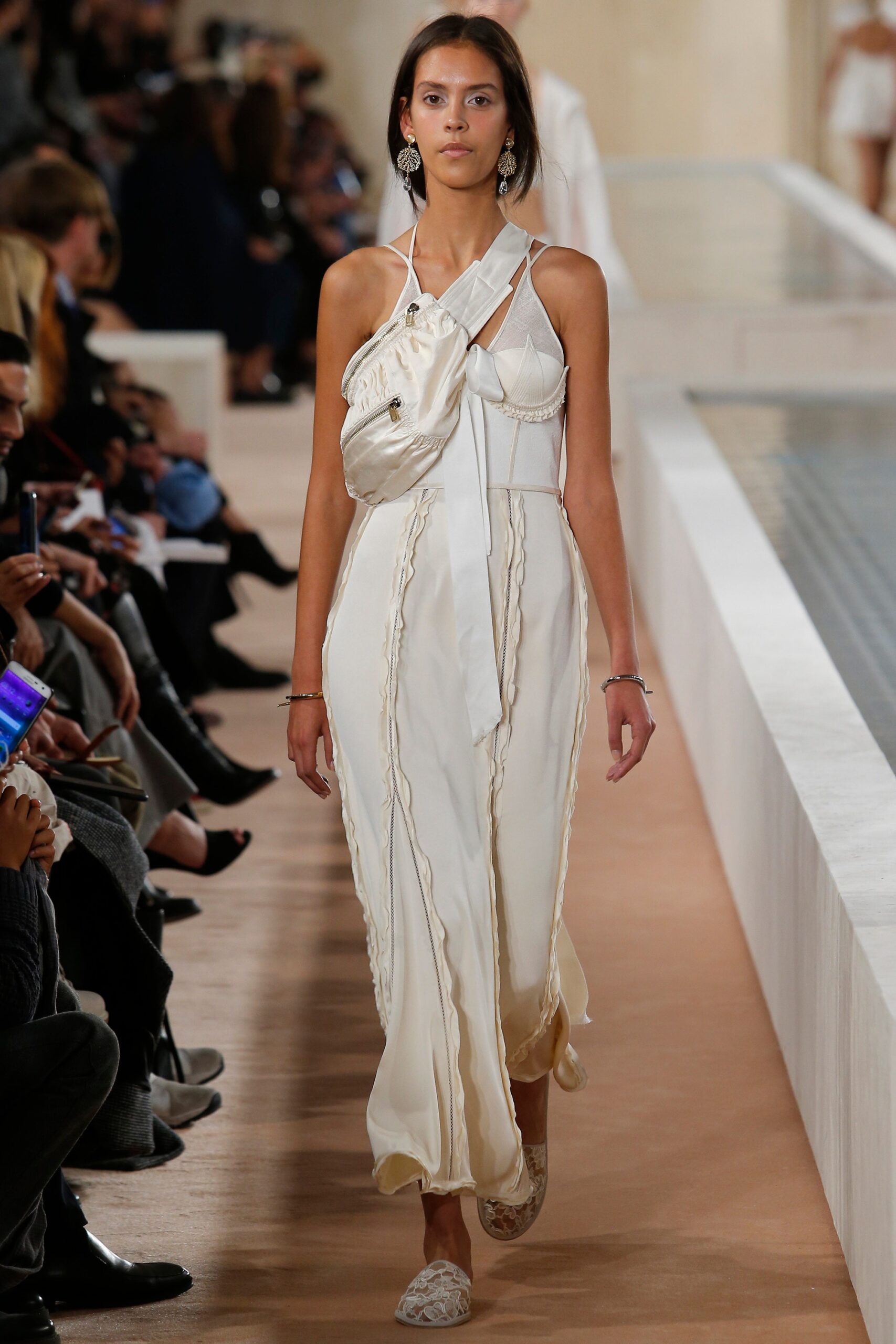 white silk relaxed draped bag