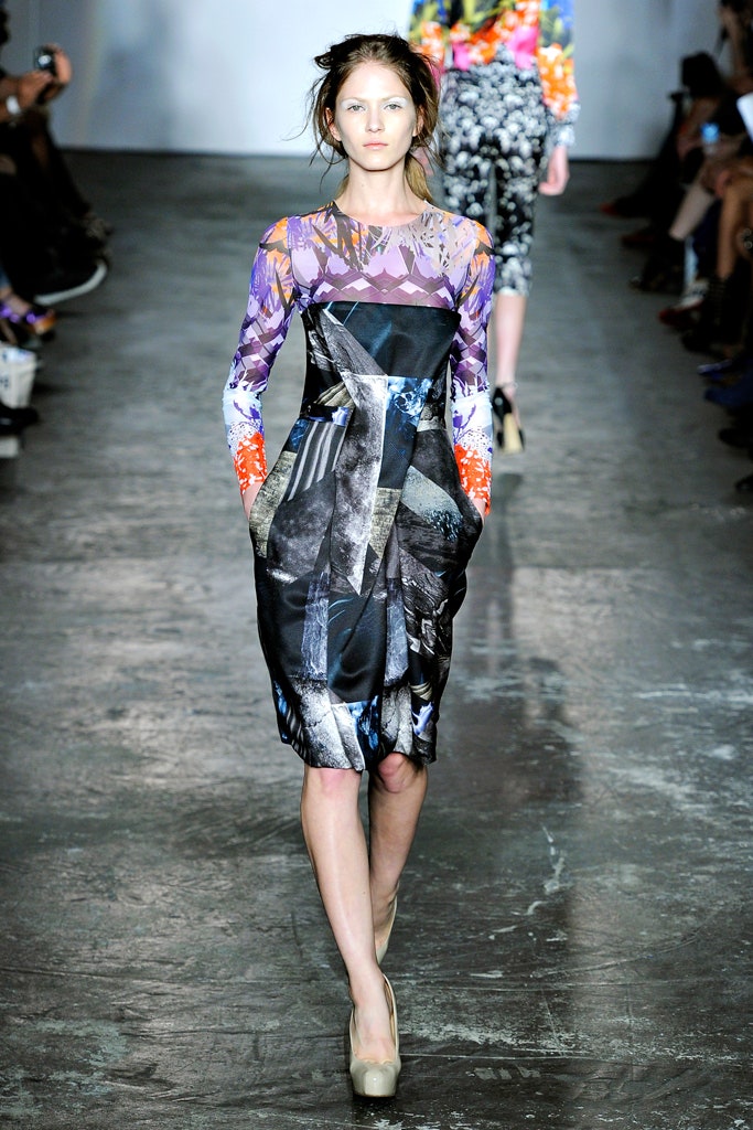 multi-colored silk fitted dress