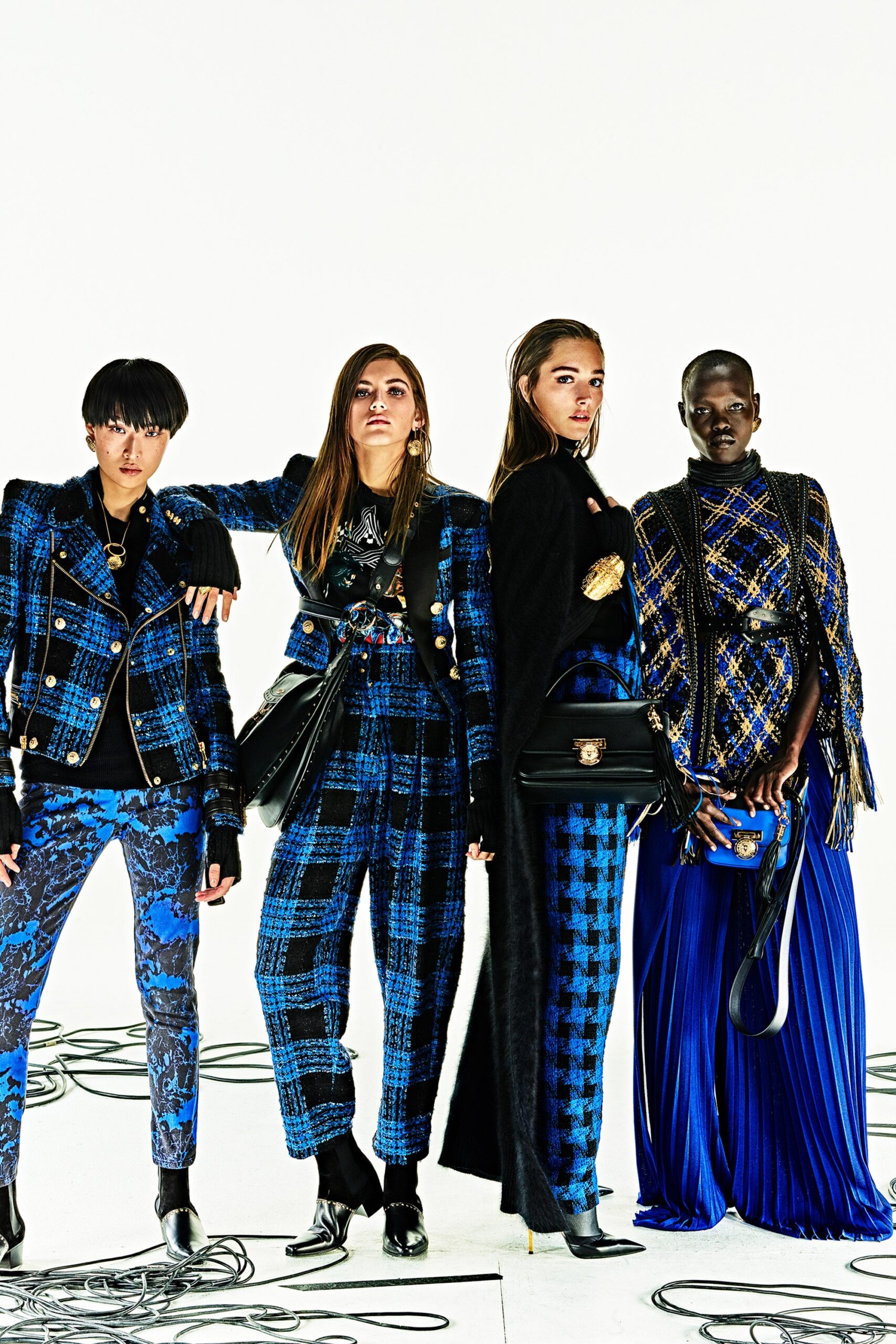 blue checked blazer and pants