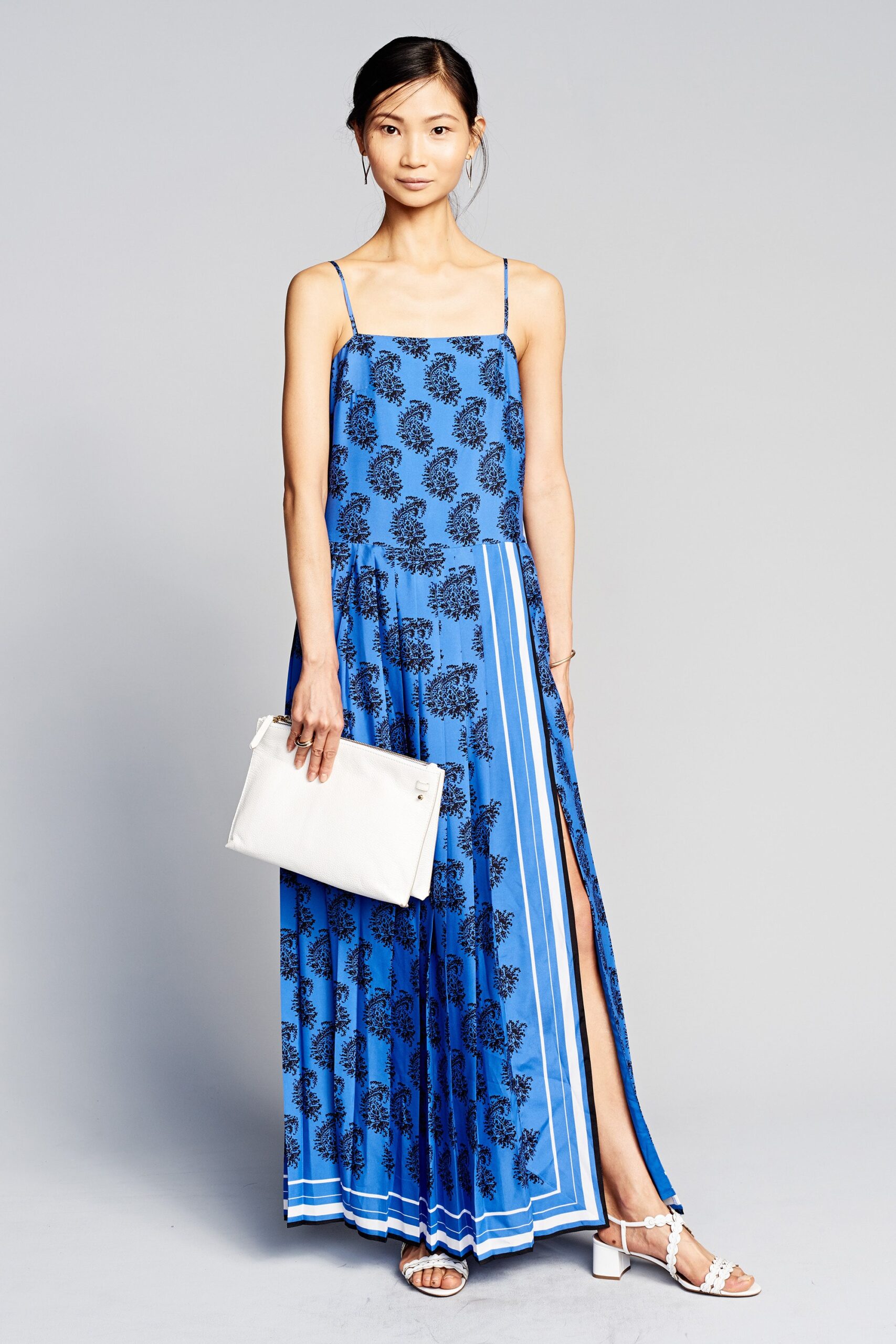 blue printed maxi dress
