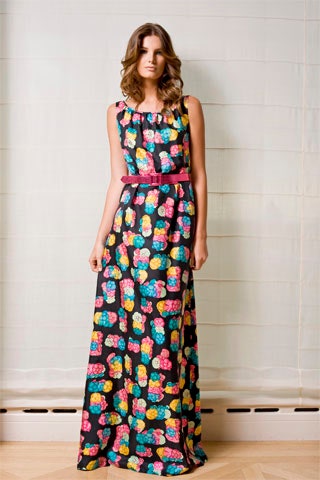 black floral printed maxi gown