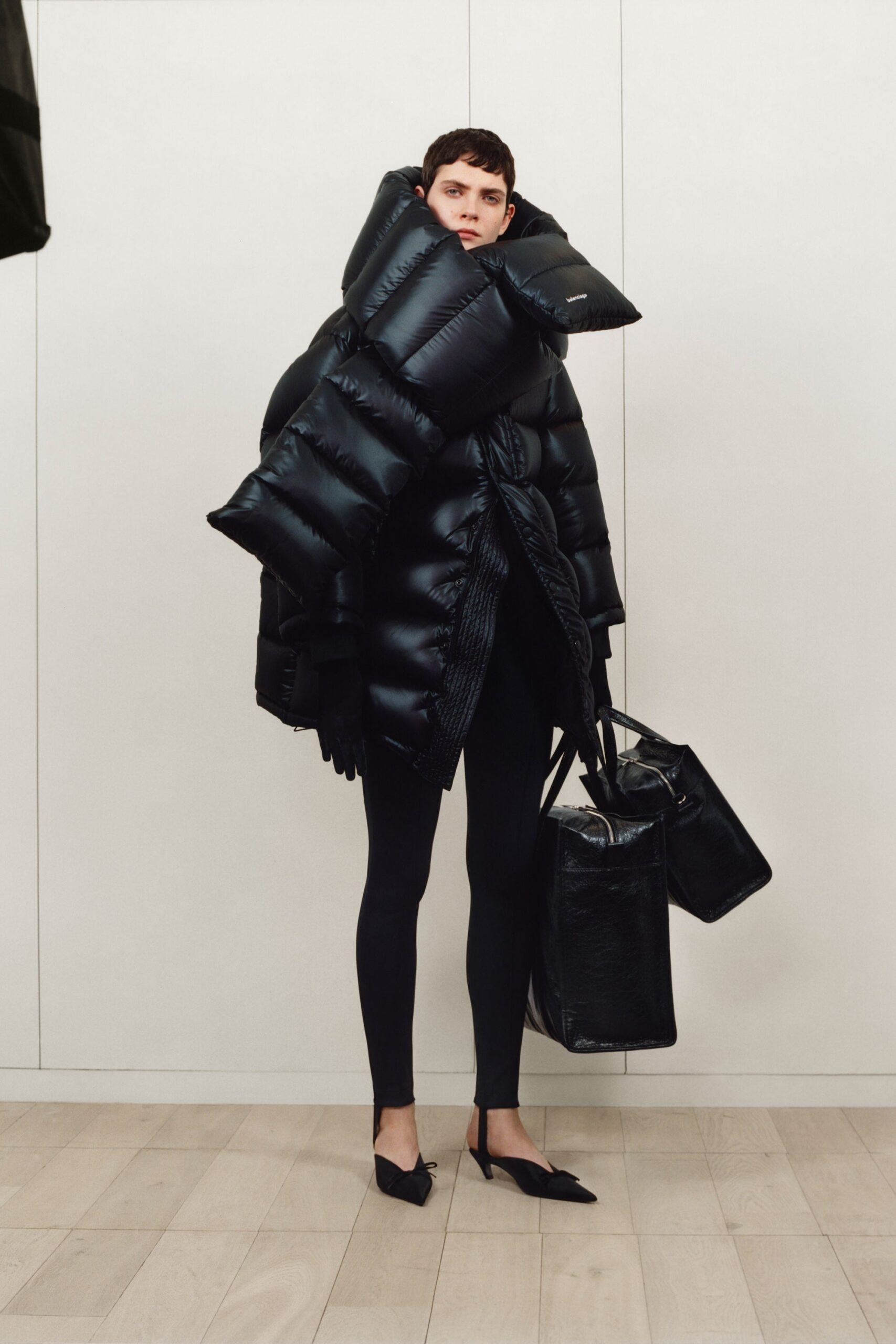 oversized black padded coat