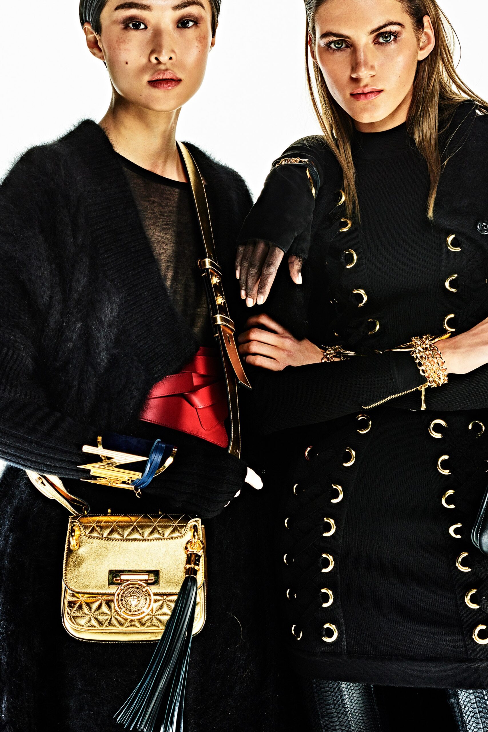 black fitted dress and oversized top