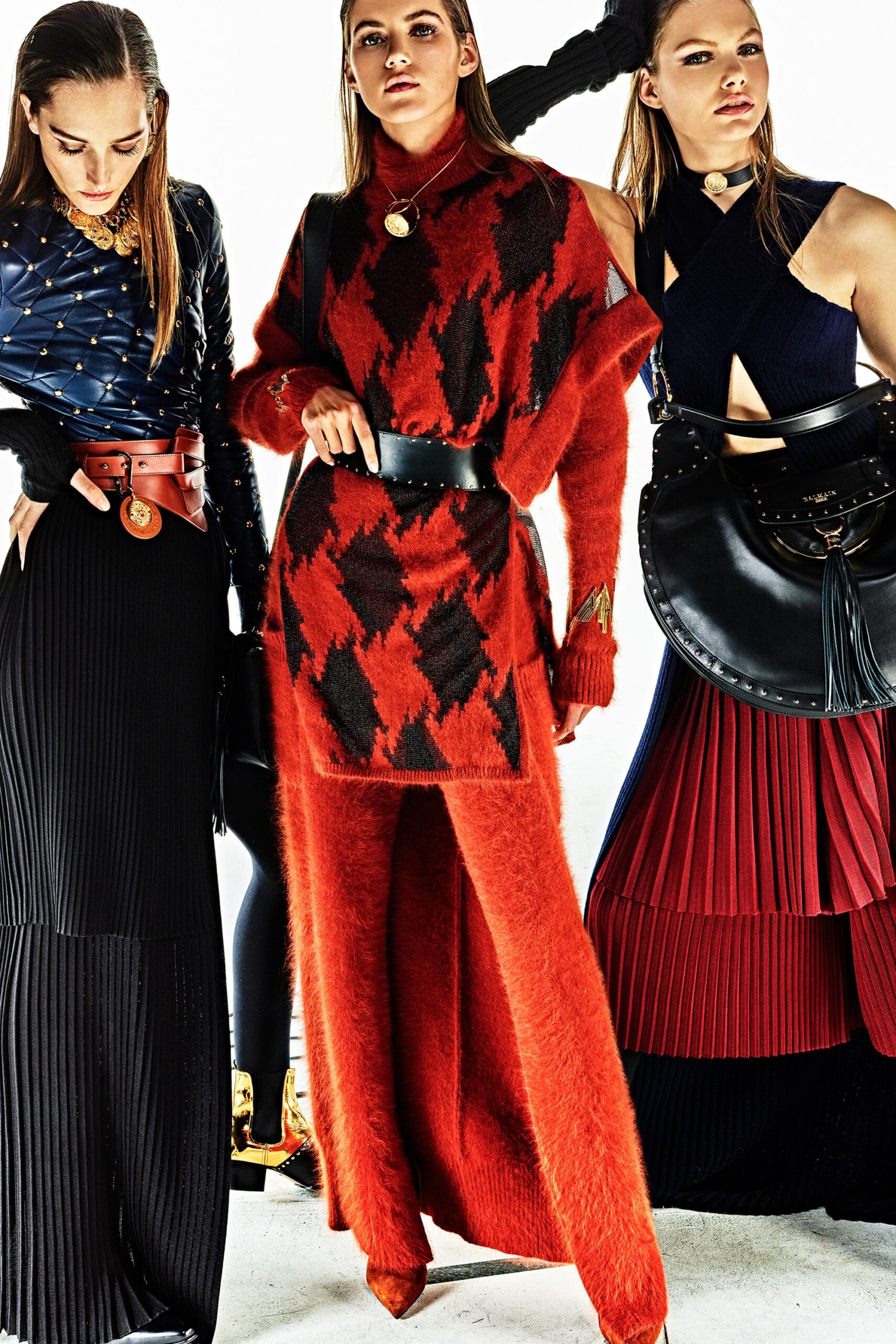 red wool fitted sweater