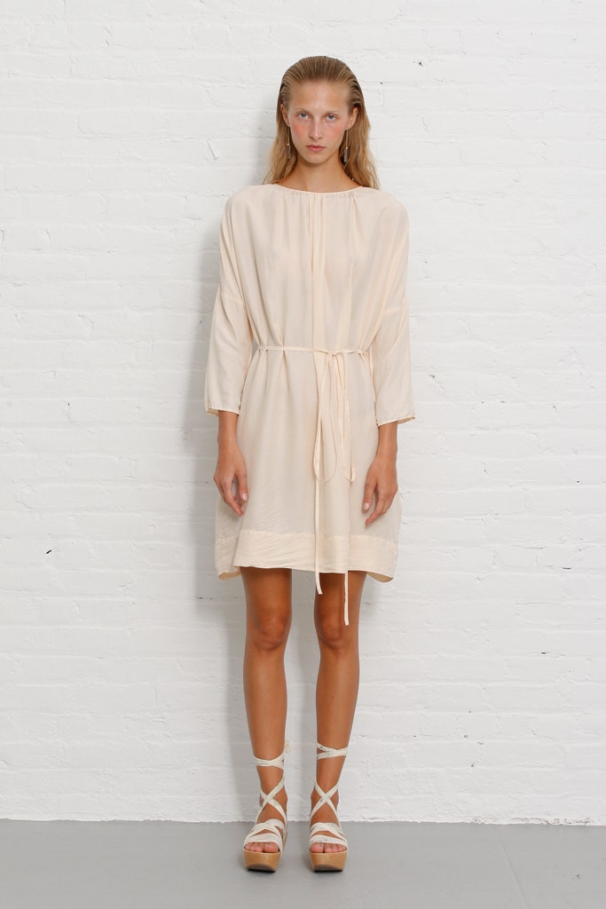 beige silk relaxed dress