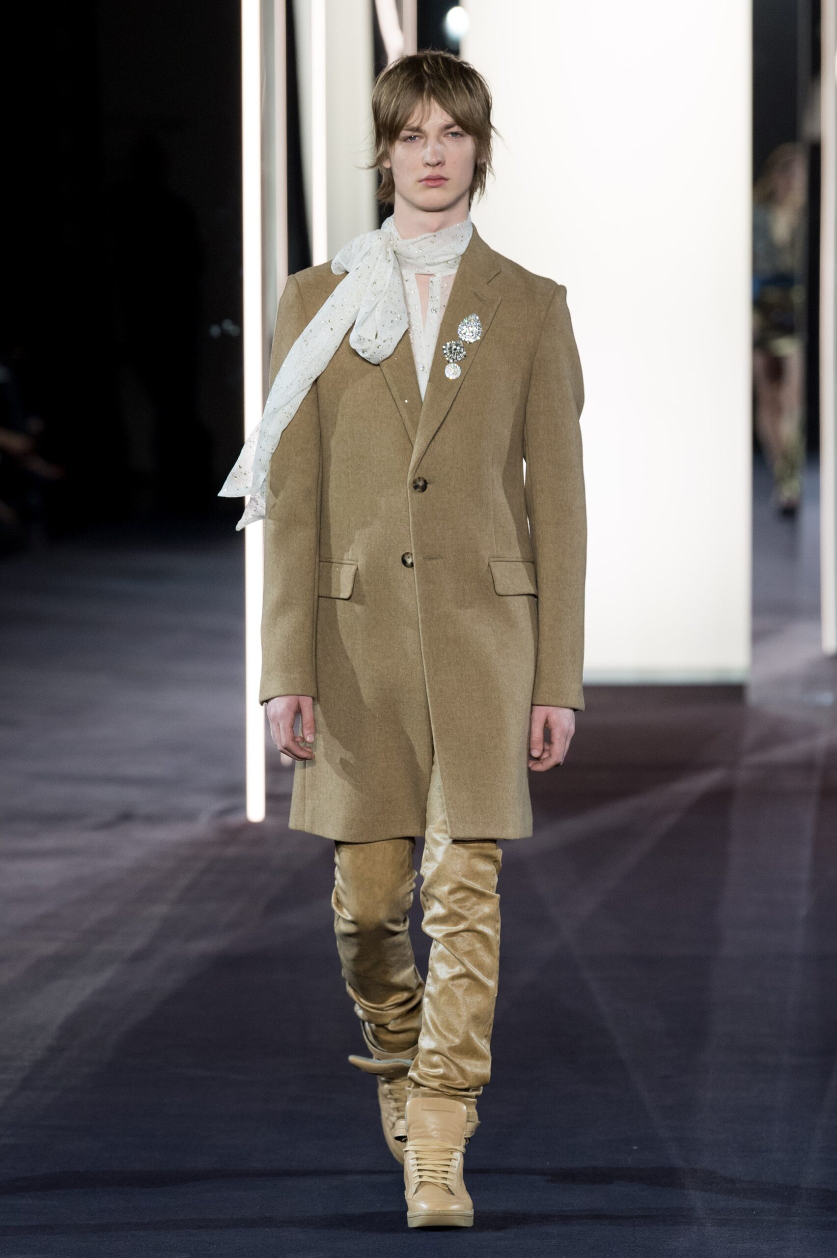 beige wool tailored coat