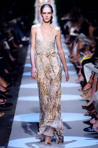 floral silk sleeveless gown