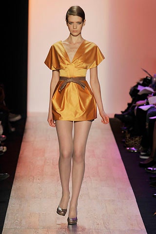 fitted orange silk dress