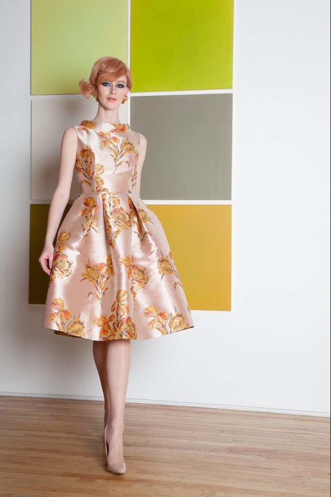 pink silk floral midi dress