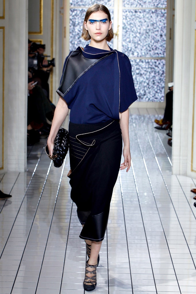 black and blue asymmetric dress