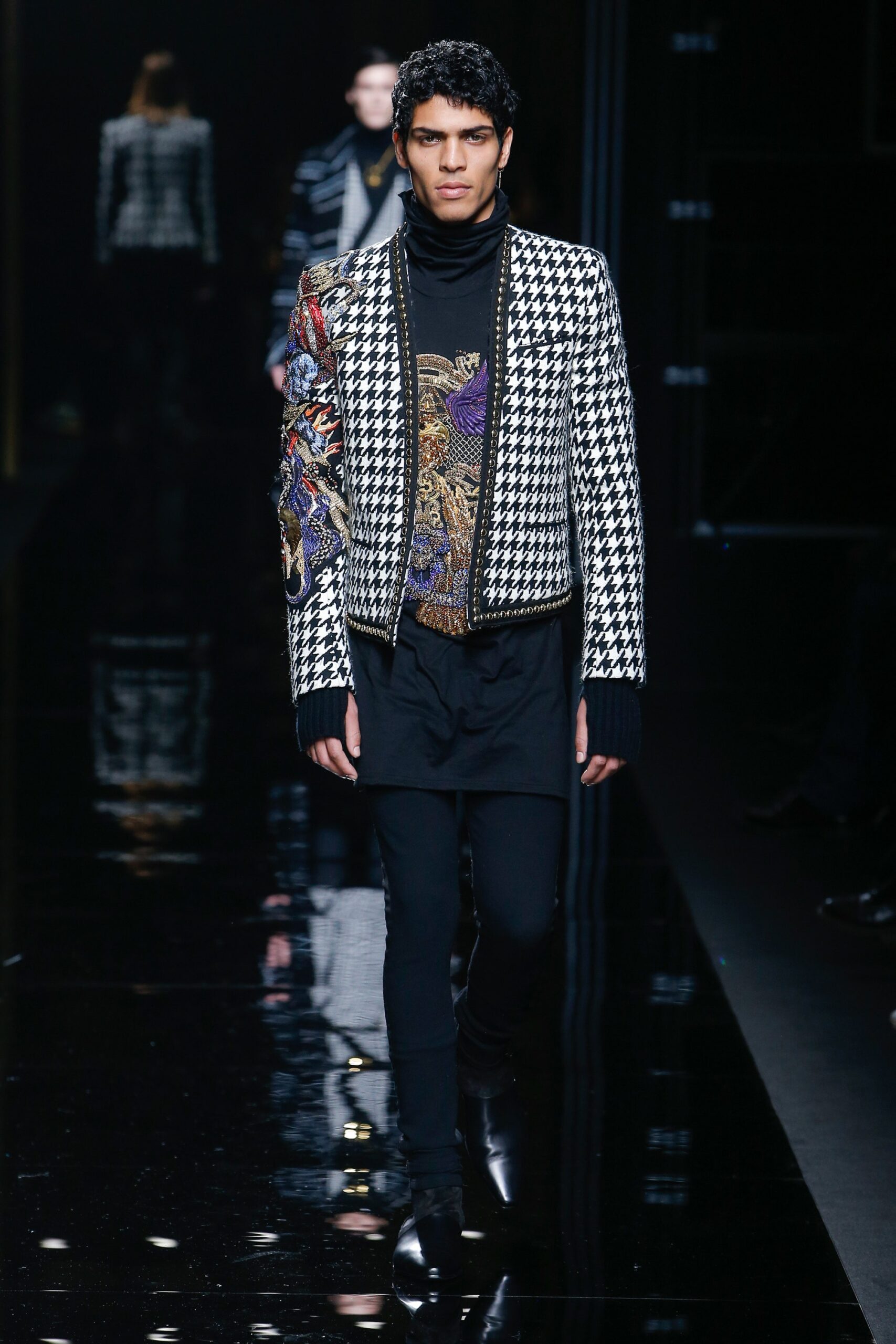 black and white embroidered jacket