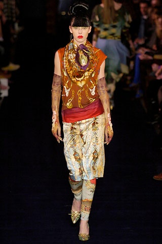 printed silk top and flared skirt