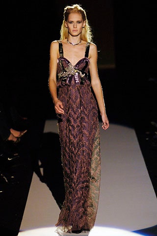 purple and green embellished gown