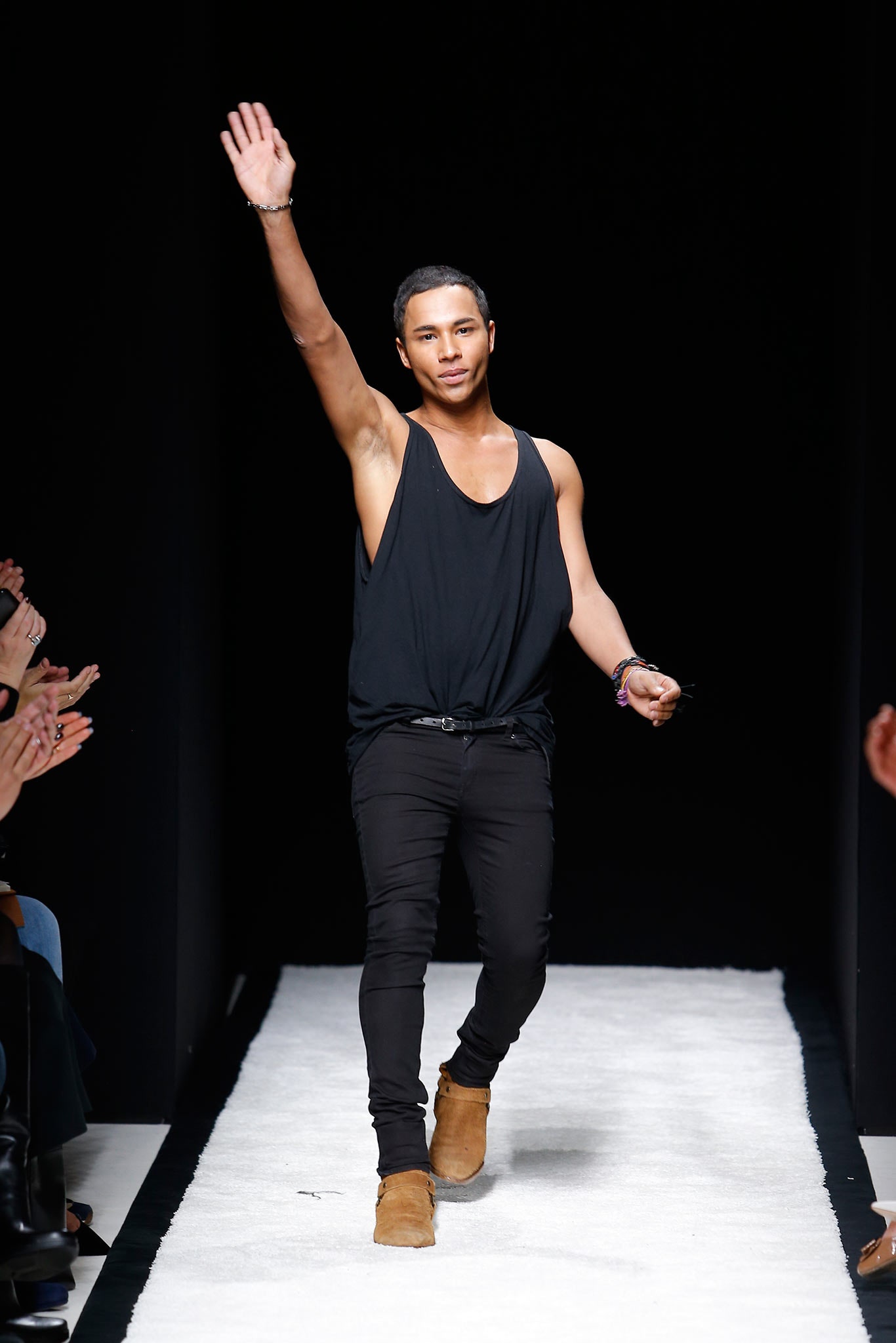 black tank-top and slim pants