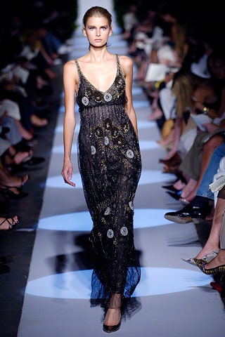 black silk sleeveless gown