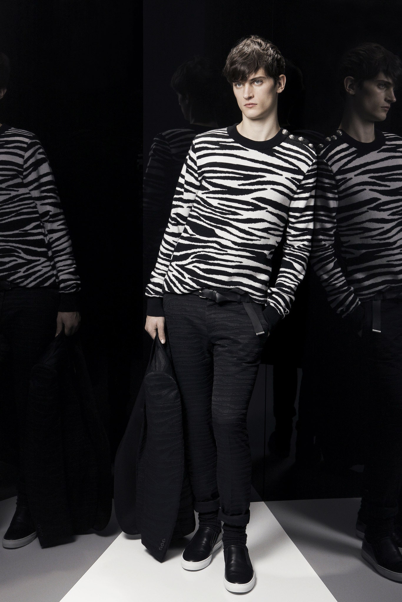 black and white striped sweater