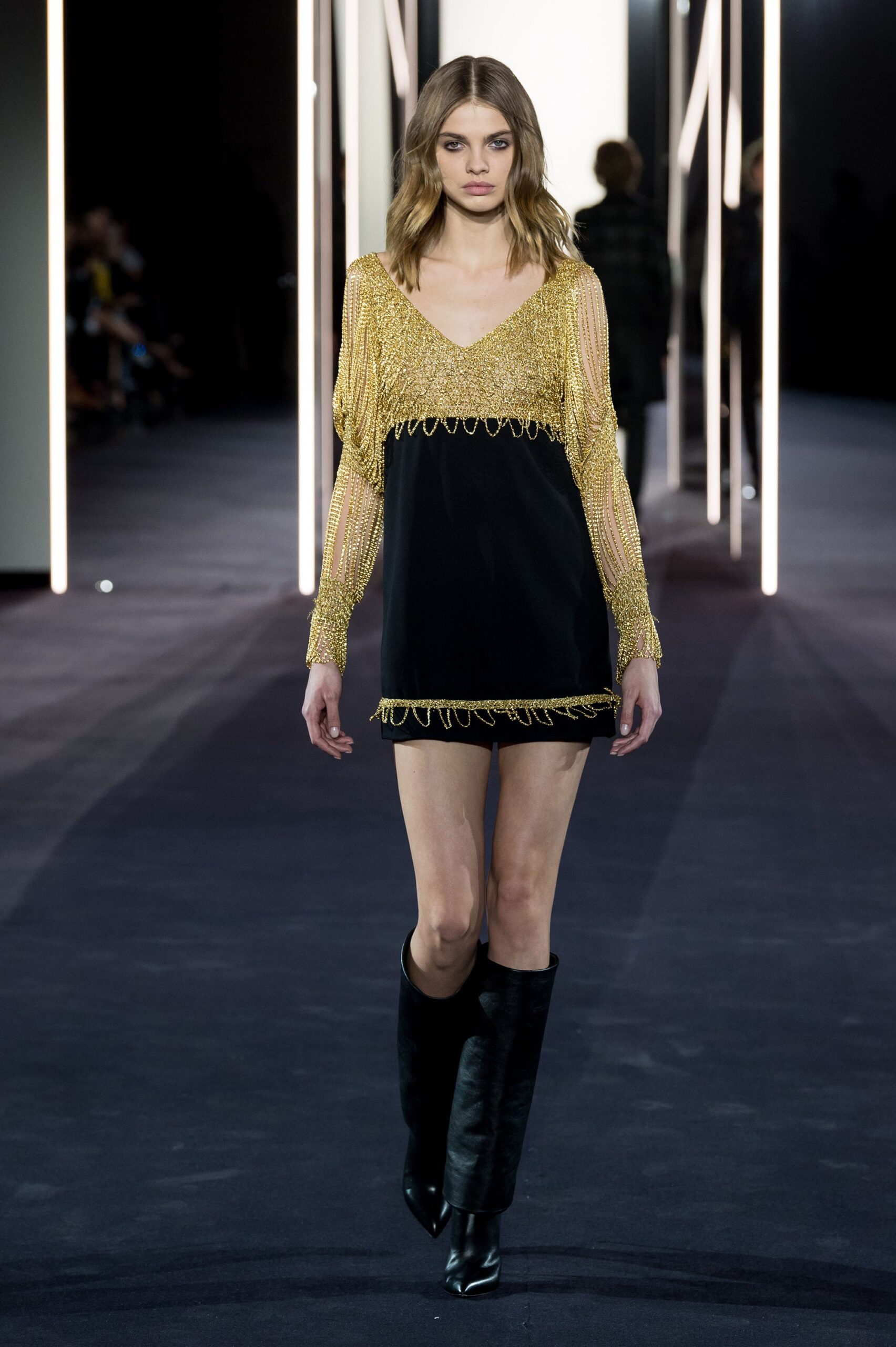 black and gold beaded dress