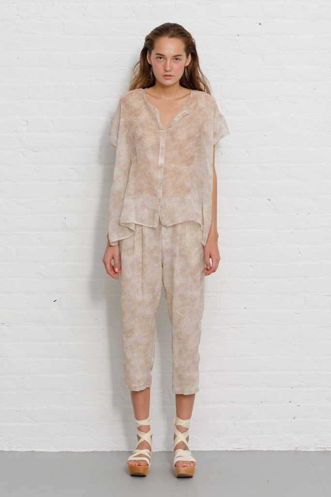 beige linen relaxed shirt and pants