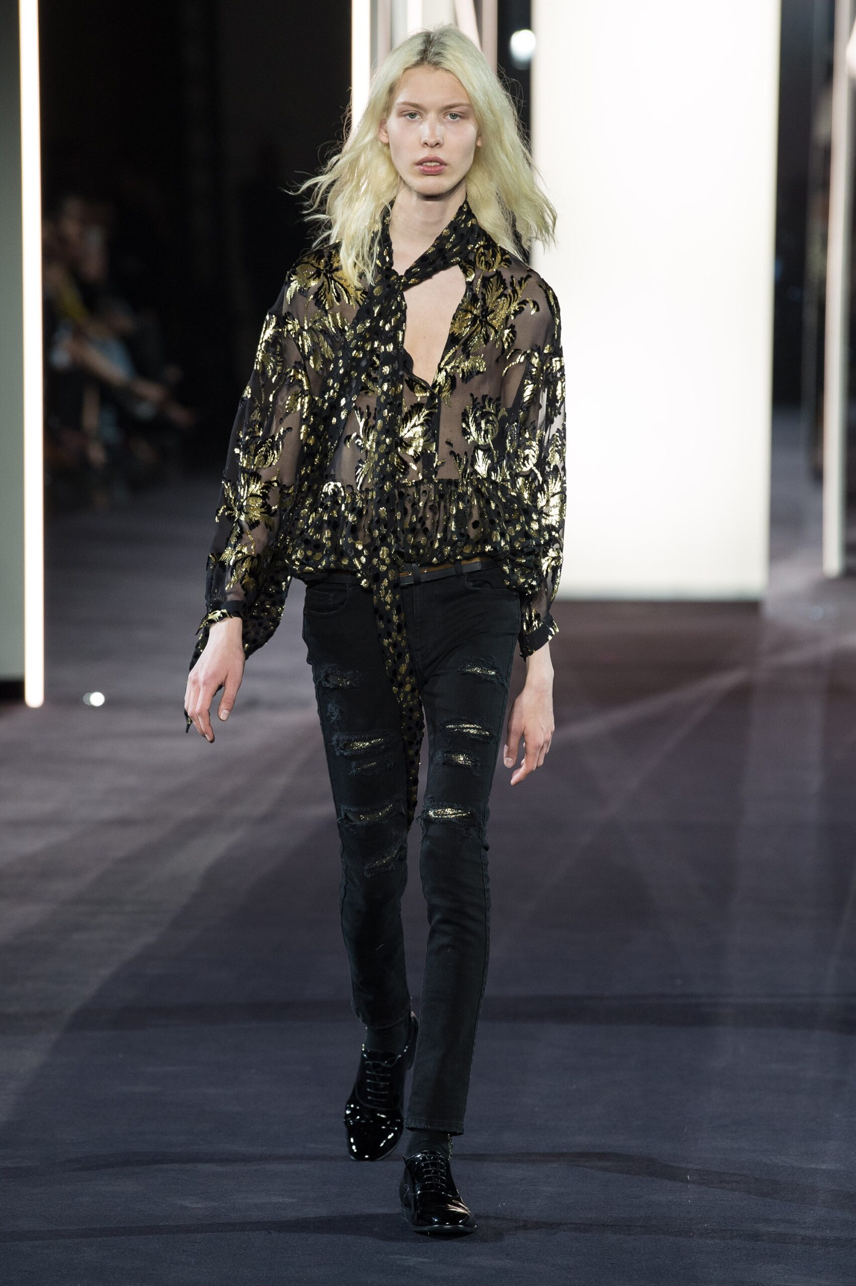 black and gold sheer blouse