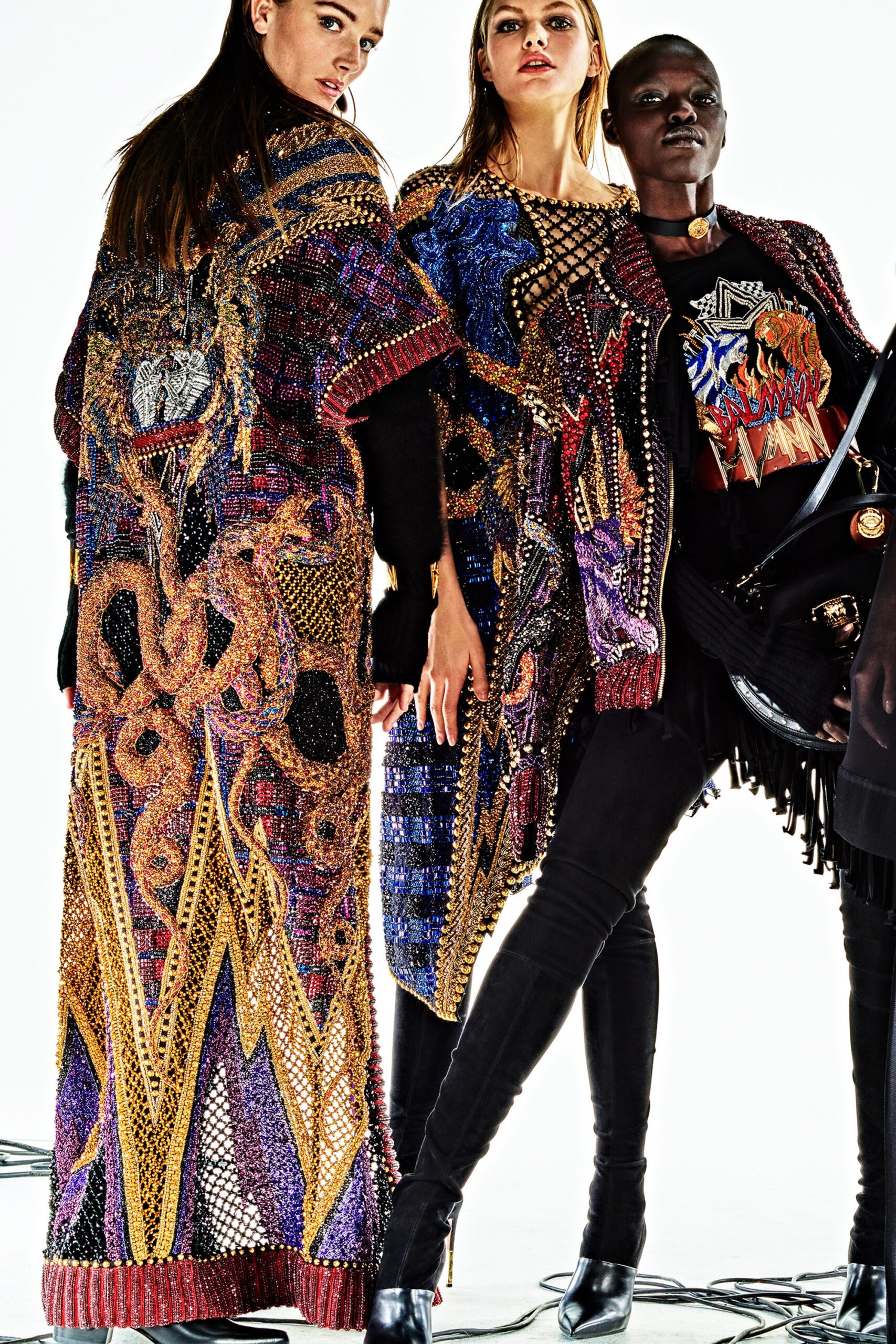 multi-colored embroidered poncho