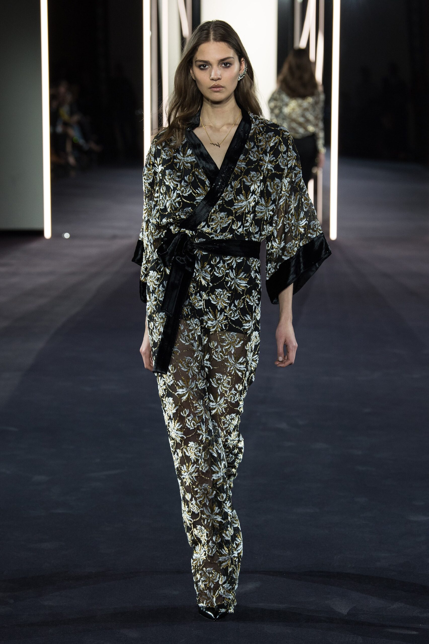 black and gold embroidered jacket and pants