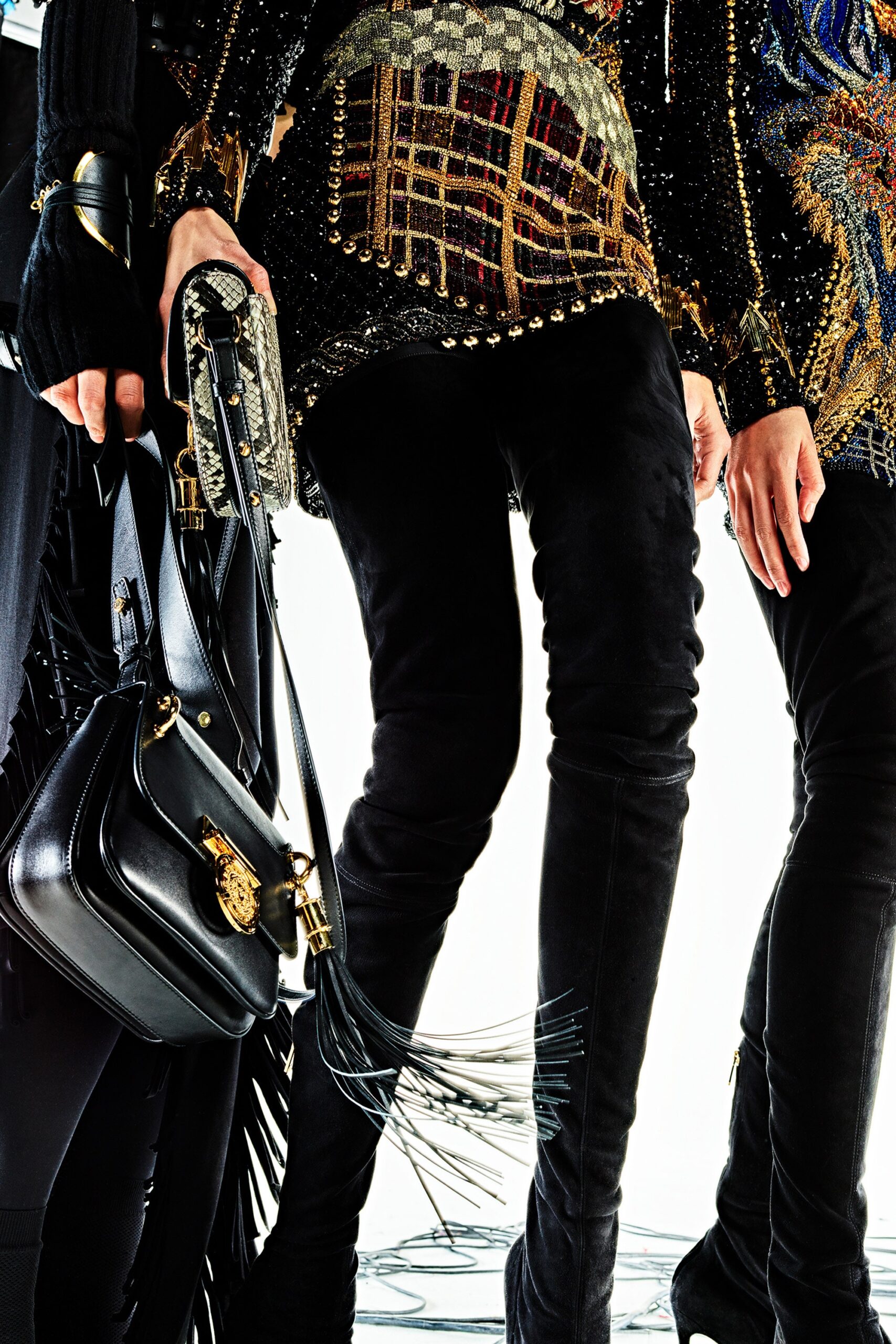 black embroidered silk top