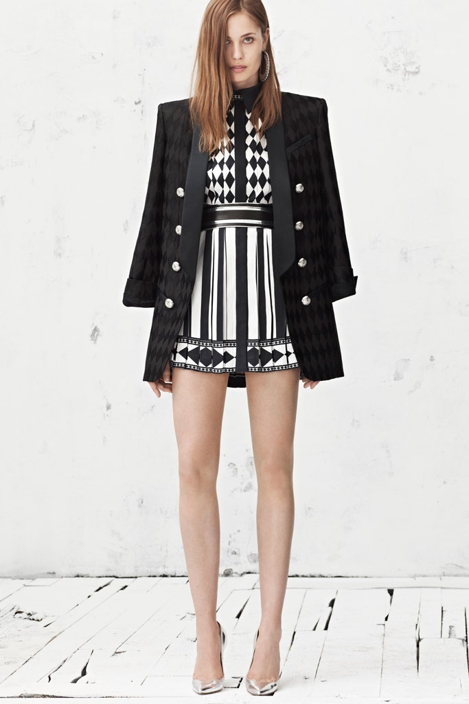 black tailored blazer with mini skirt
