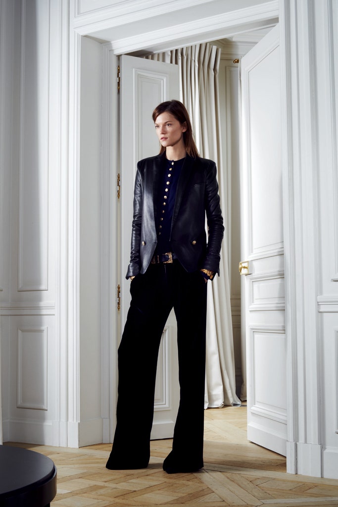 black leather blazer and pants