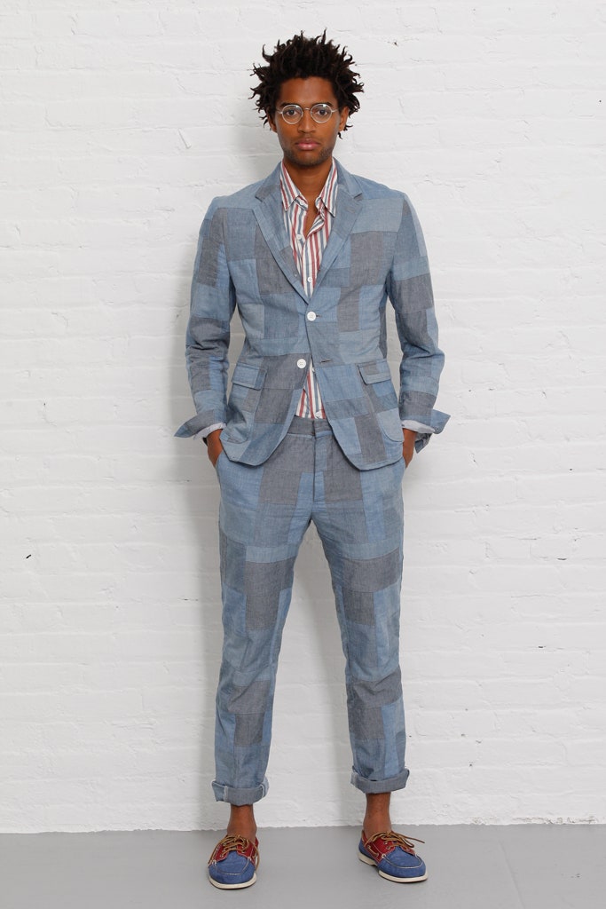 blue gray tailored suit