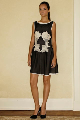 black floral embroidered mini-dress
