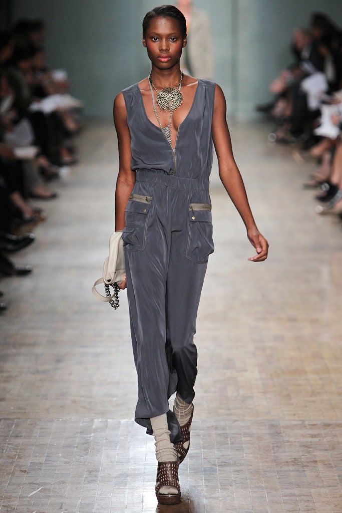 gray silk sleeveless jumpsuit