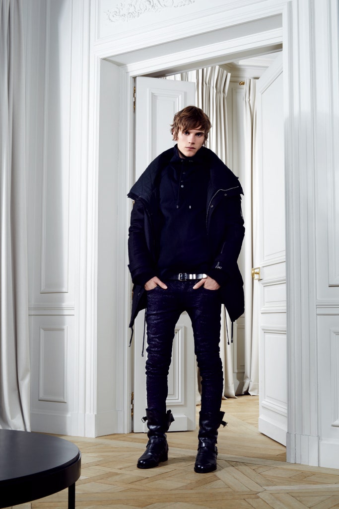 black fitted coat and pants