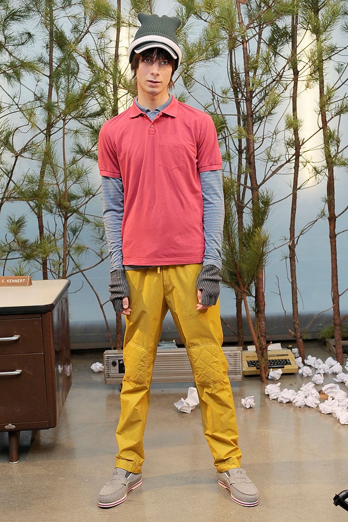 pink shirt blue top yellow pants