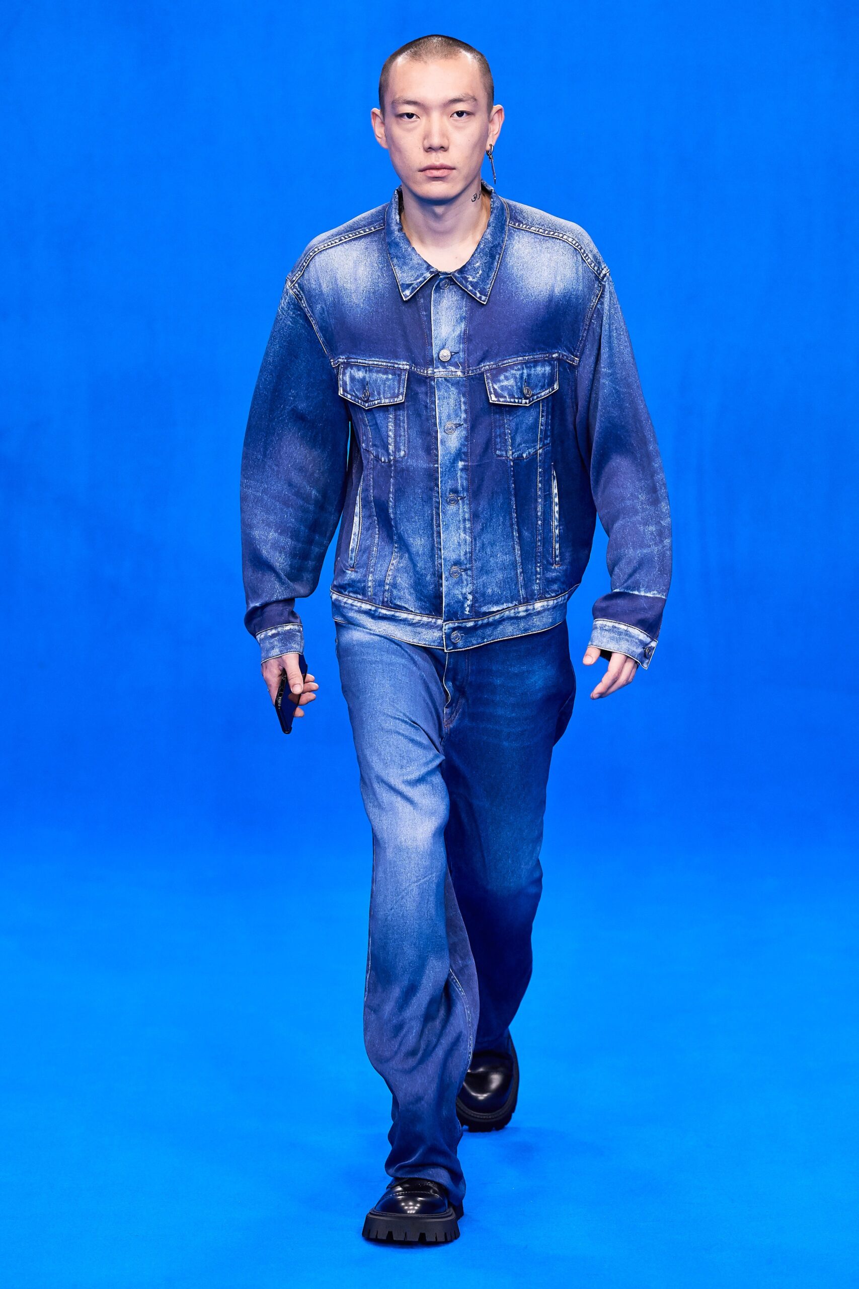 blue denim jacket and pants