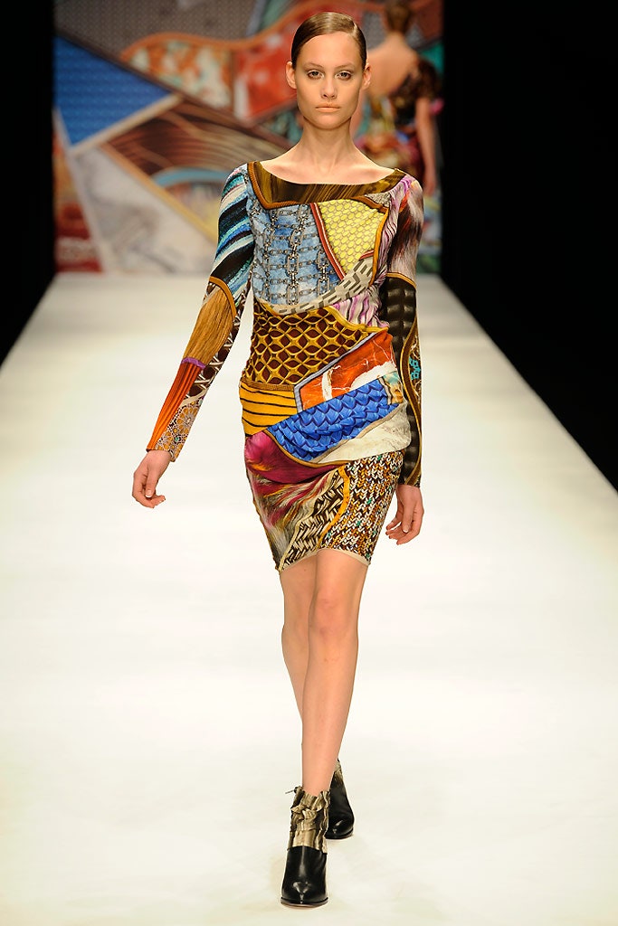 multi-colored fitted mini dress