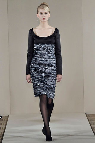 black and gray ruffled dress