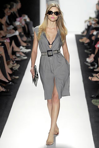 gray fitted midi dress