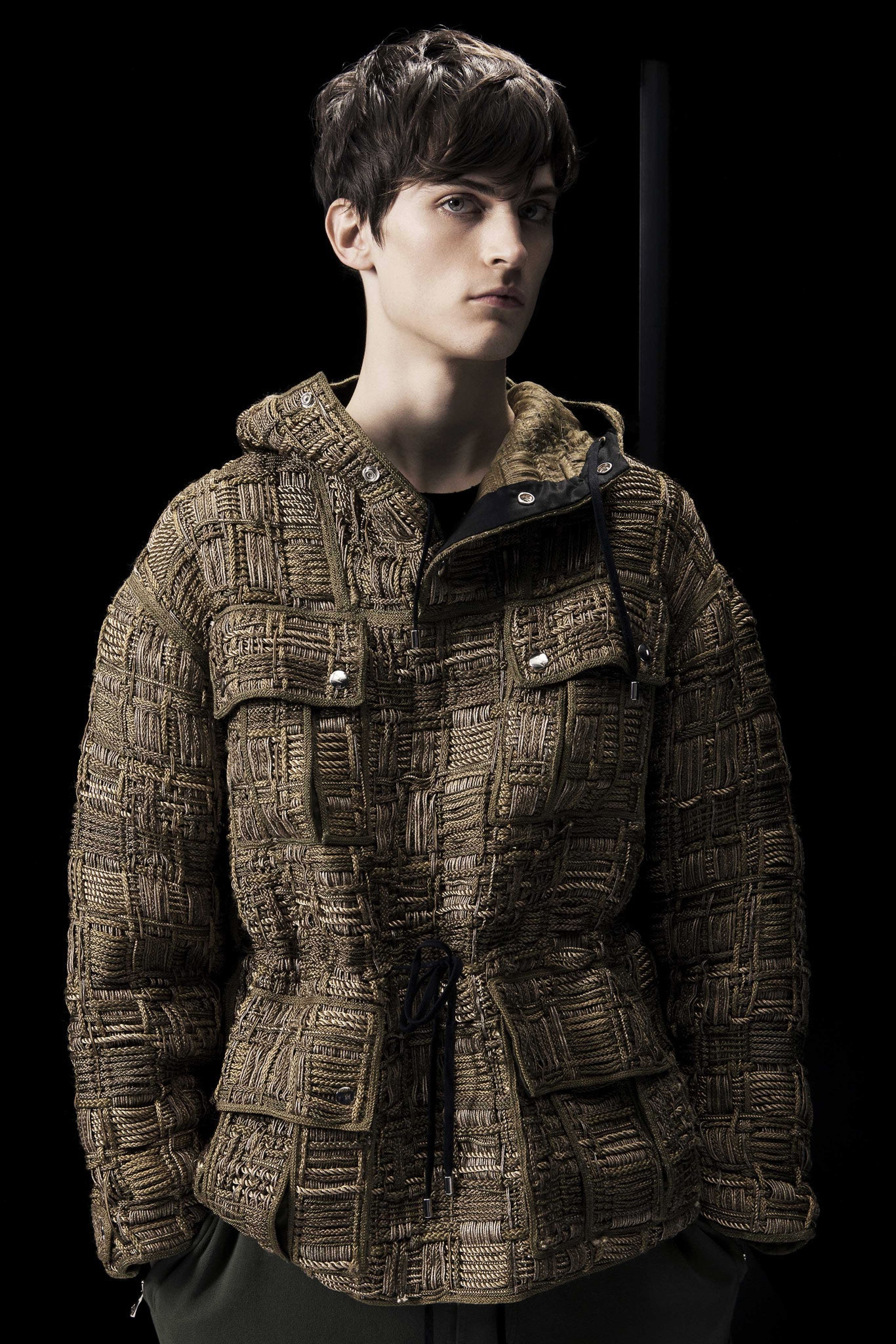 brown textured hooded jacket