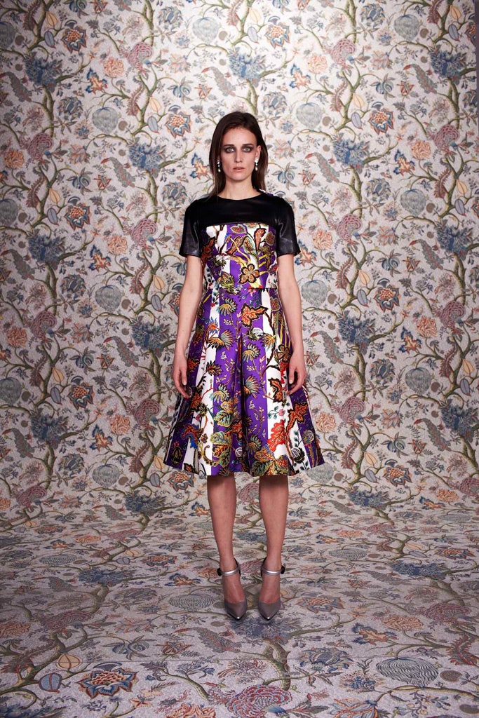 purple printed midi dress