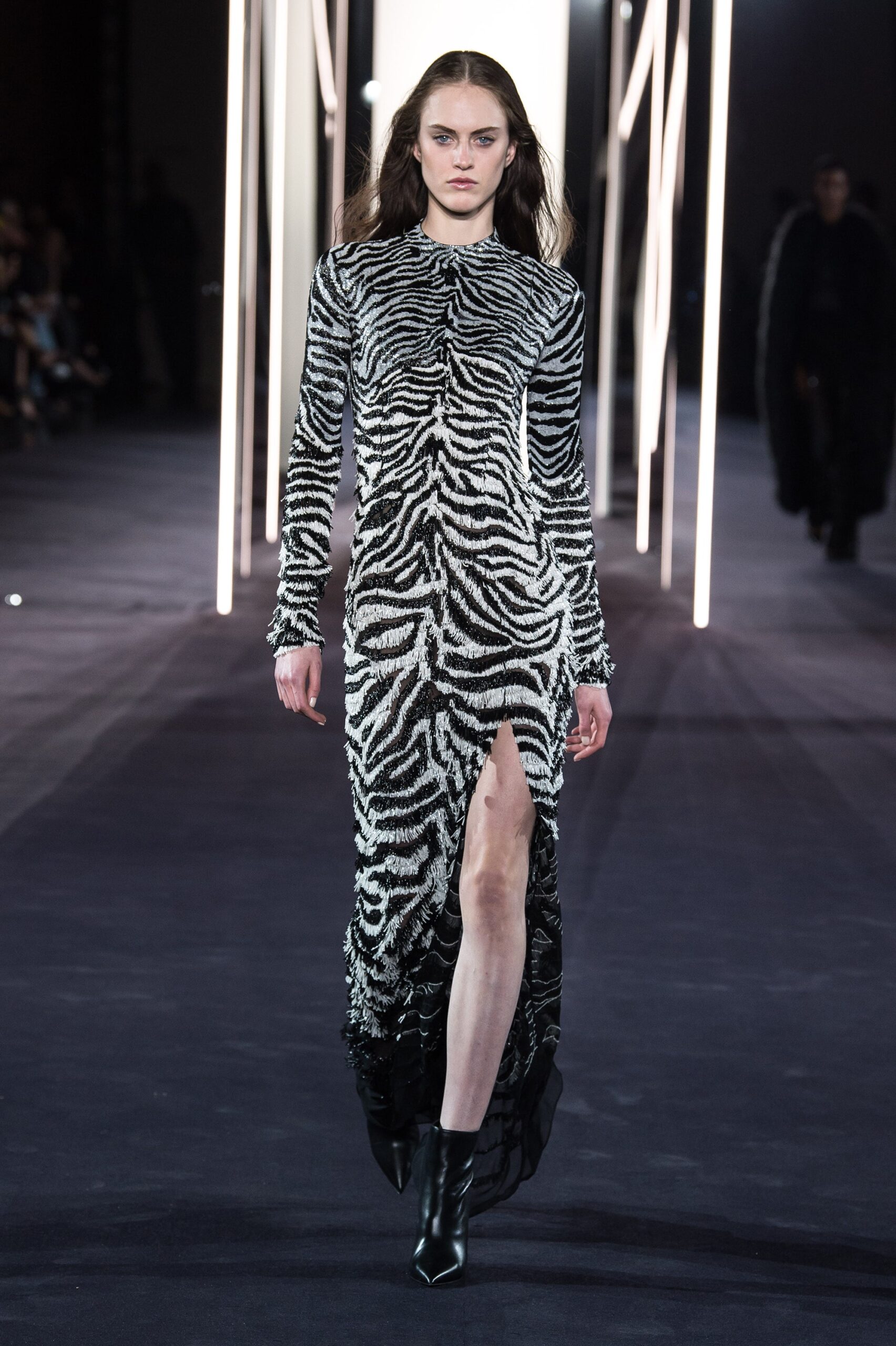black and white animal-print maxi dress