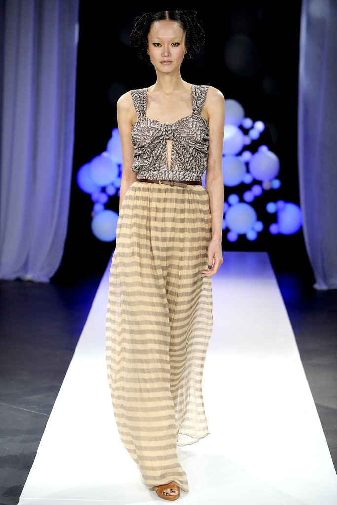 striped chiffon maxi dress