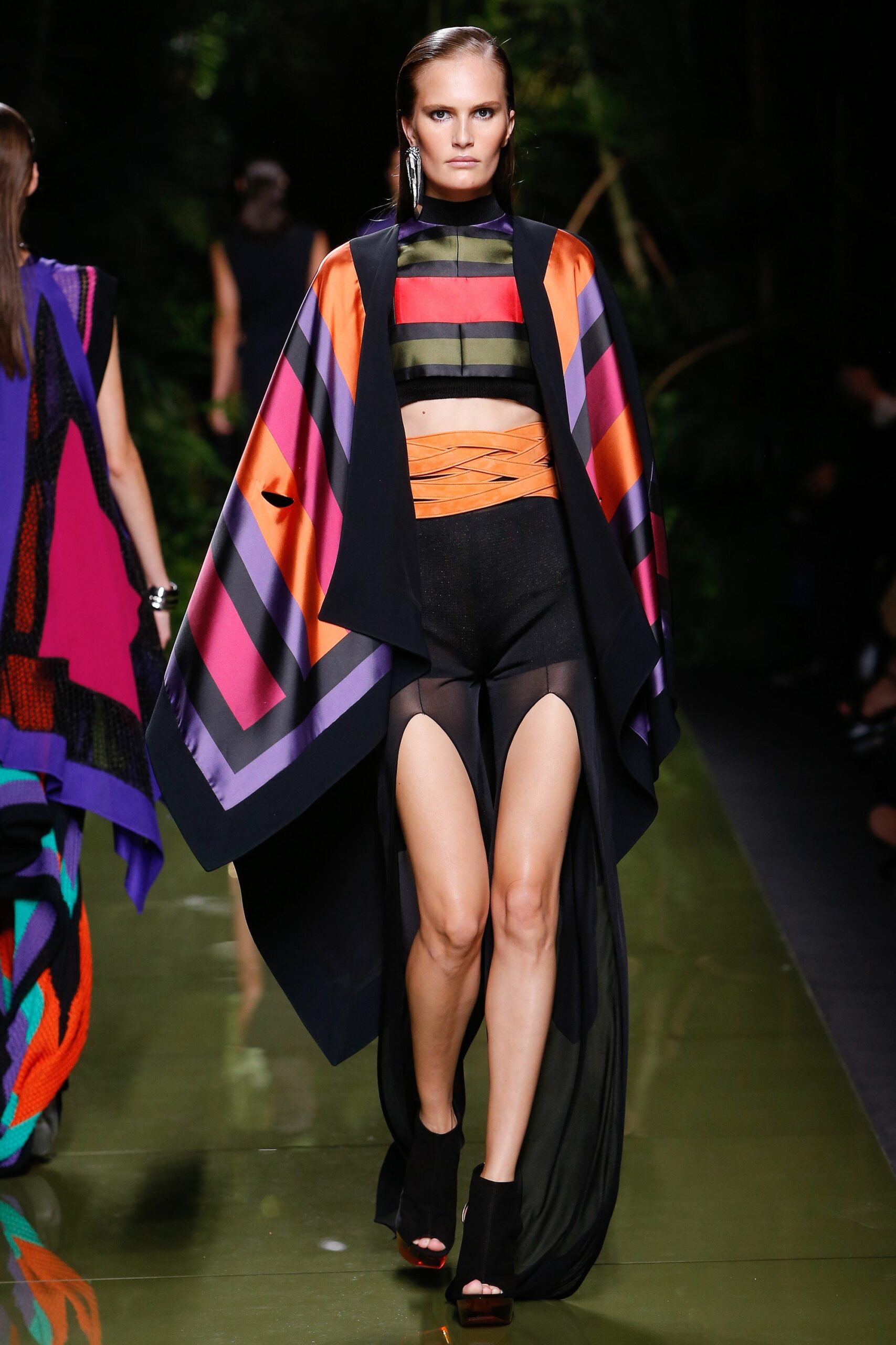 black silk cape and fitted top