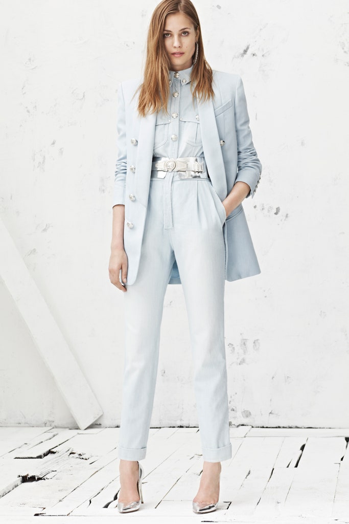 light blue tailored blazer and pants
