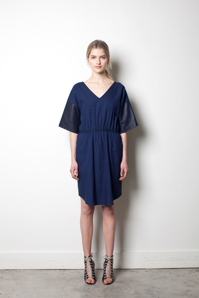 blue cotton mini dress